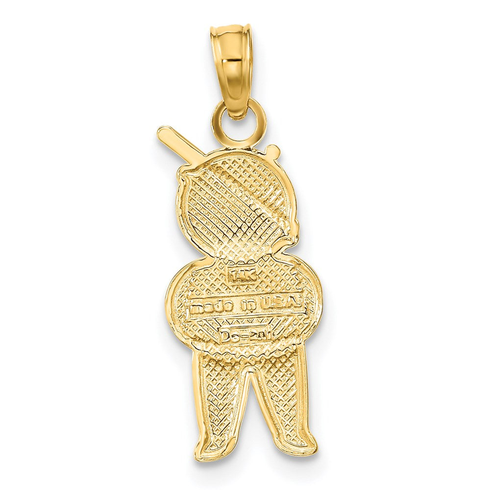 14K Yellow & Rhodium Textured W/Rhodium Boy Charm