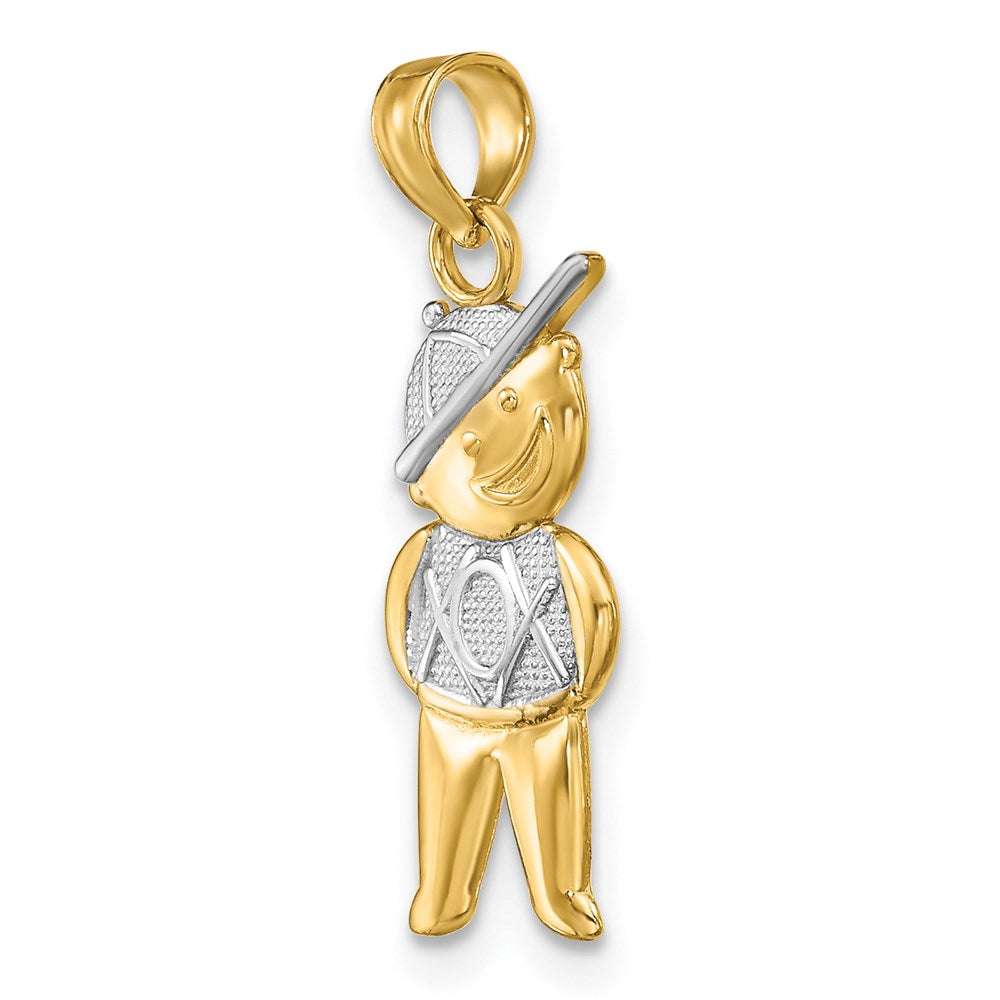 14K Yellow & Rhodium Textured W/Rhodium Boy Charm
