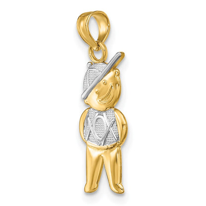 14K Yellow & Rhodium Textured W/Rhodium Boy Charm