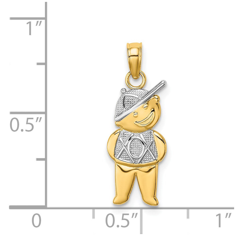 14K Yellow & Rhodium Textured W/Rhodium Boy Charm