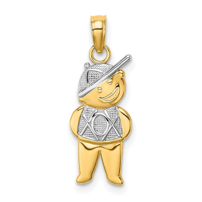 14K Yellow & Rhodium Textured W/Rhodium Boy Charm