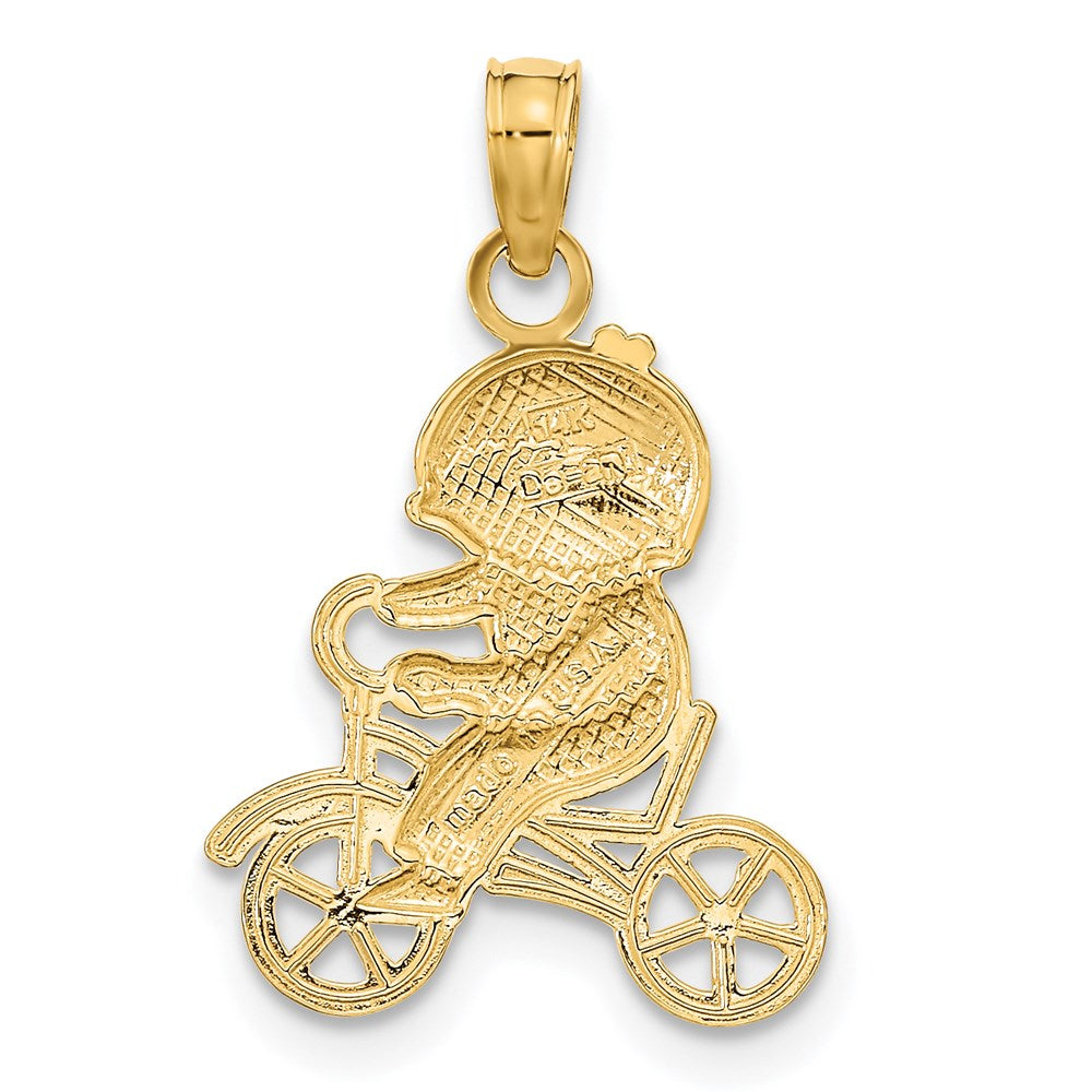 14K Yellow & Rhodium W/Rhodium Little Boy On Bicycle Charm