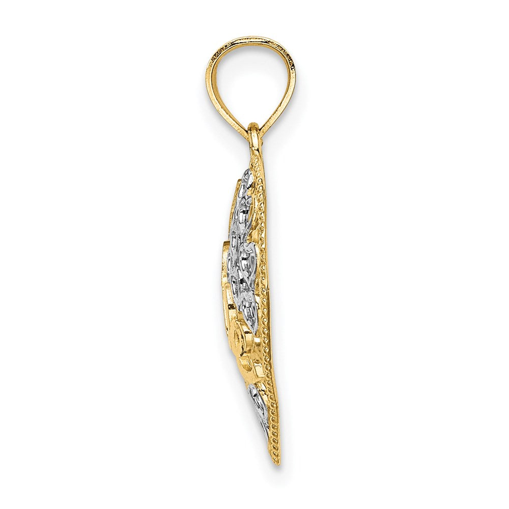 14K Yellow & Rhodium Love W/Rhodium Heart Charm