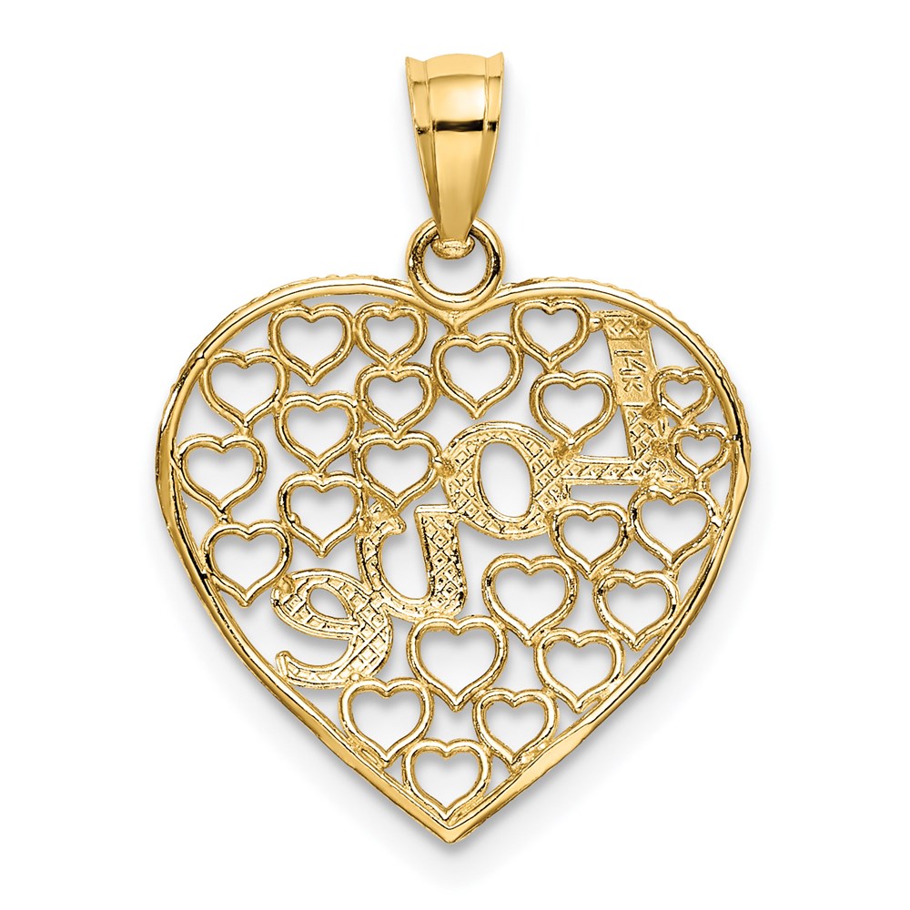 14K Yellow & Rhodium Love W/Rhodium Heart Charm