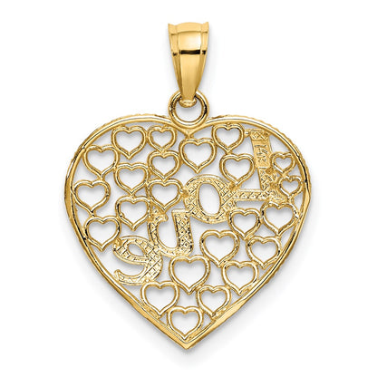 14K Yellow & Rhodium Love W/Rhodium Heart Charm