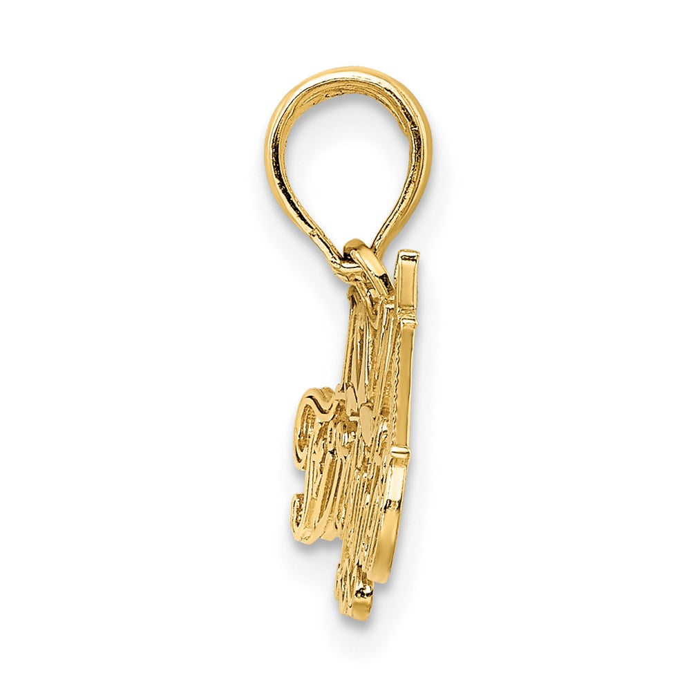 14K Yellow Gold I Love My Firefighter Charm