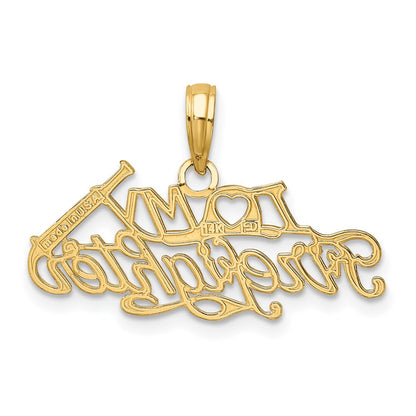 14K Yellow Gold I Love My Firefighter Charm
