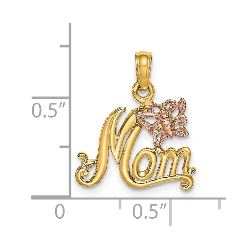 14K Two-Tone Mom W/ Butterfly Charm