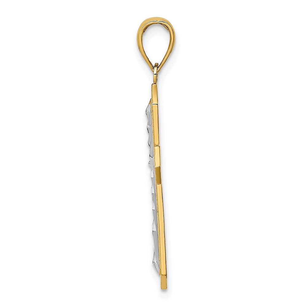 14K Yellow & Rhodium W/ Center Cross Charm