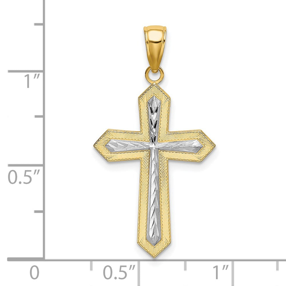 14K Yellow & Rhodium W/ Center Cross Charm