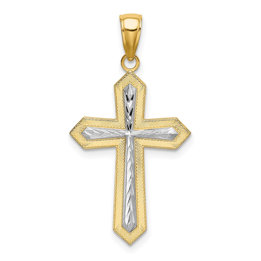 14K Yellow & Rhodium W/ Center Cross Charm