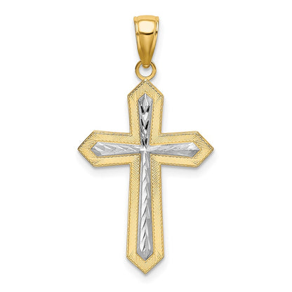 14K Yellow & Rhodium W/ Center Cross Charm