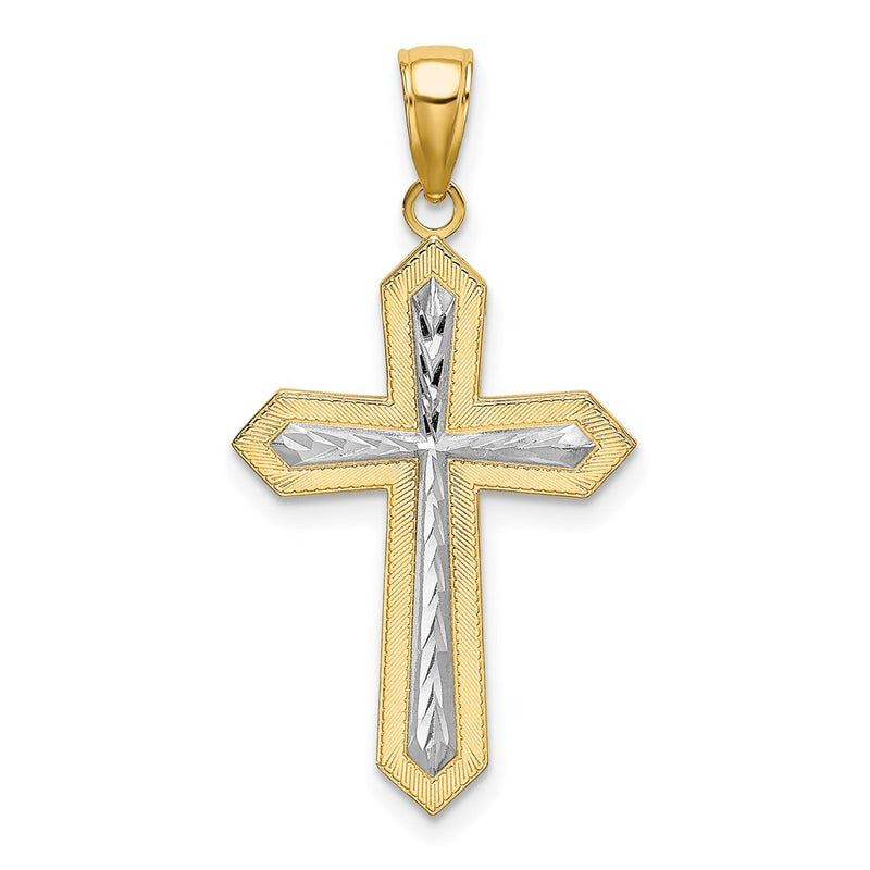 14K Yellow & Rhodium W/ Center Cross Charm