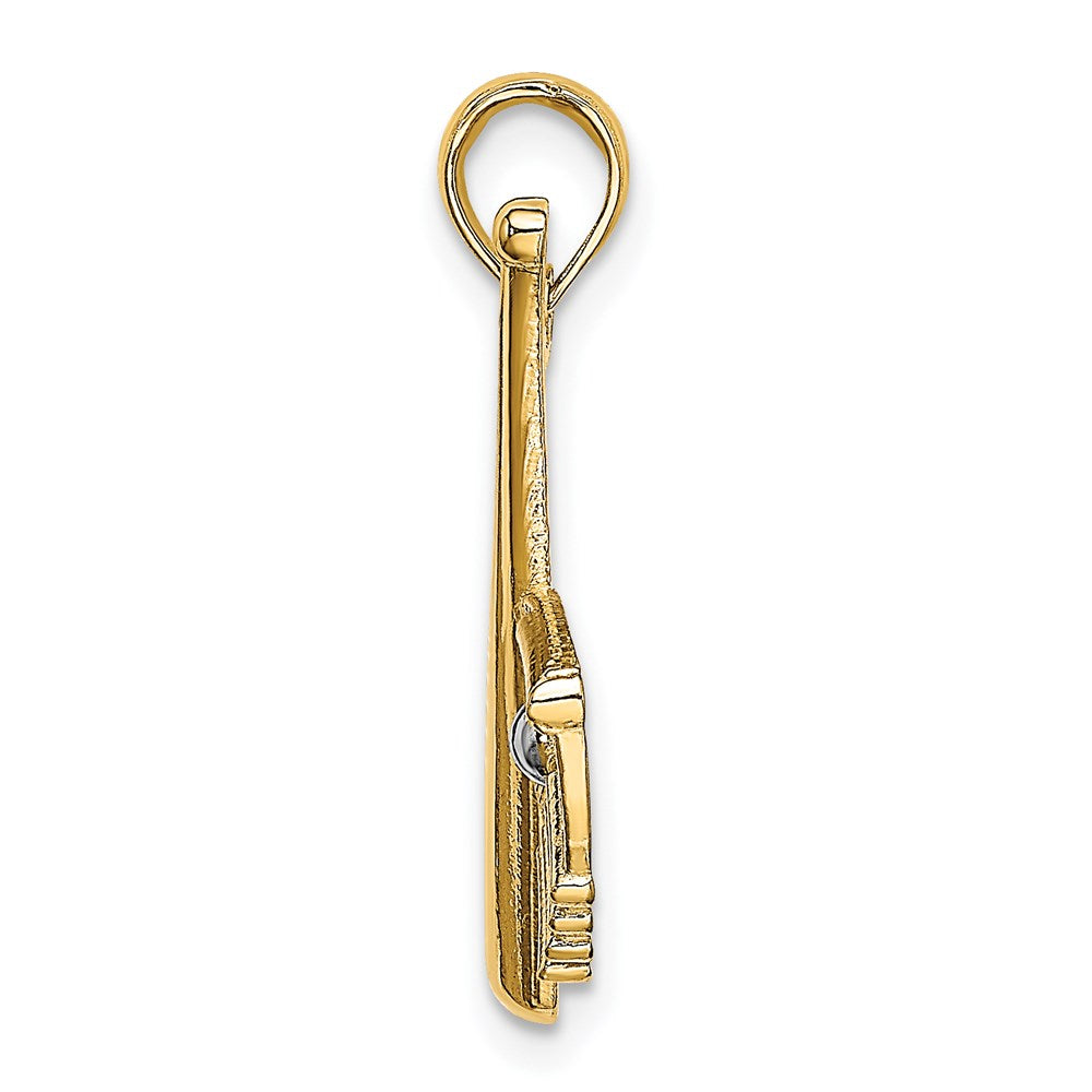 14K Yellow & Rhodium Baseball Bat With Ball Charm