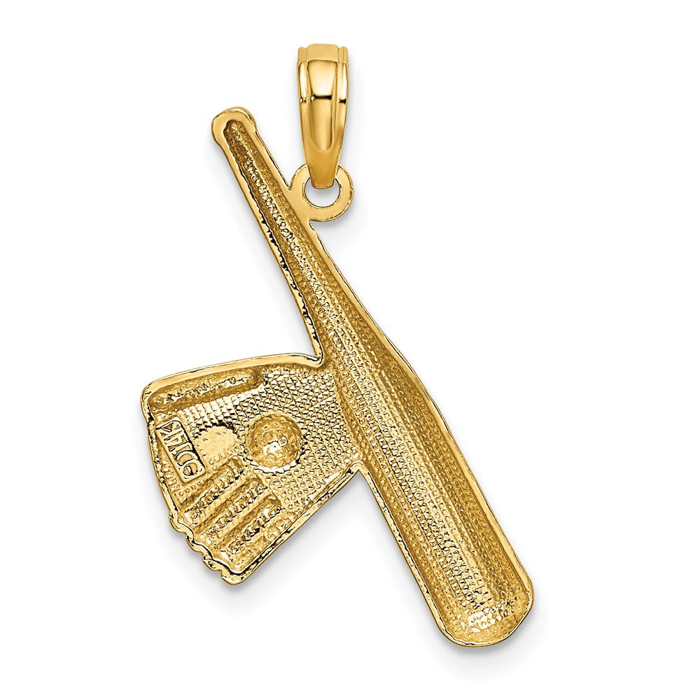 14K Yellow & Rhodium Baseball Bat With Ball Charm