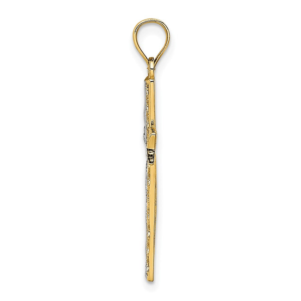 14K Yellow & Rhodium W/ Cross Charm