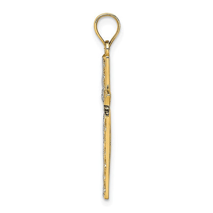 14K Yellow & Rhodium W/ Cross Charm