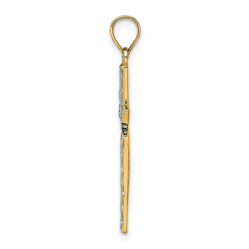 14K Yellow & Rhodium W/ Cross Charm