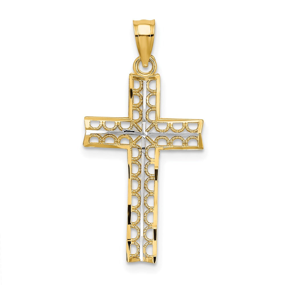 14K Yellow & Rhodium W/ Cross Charm