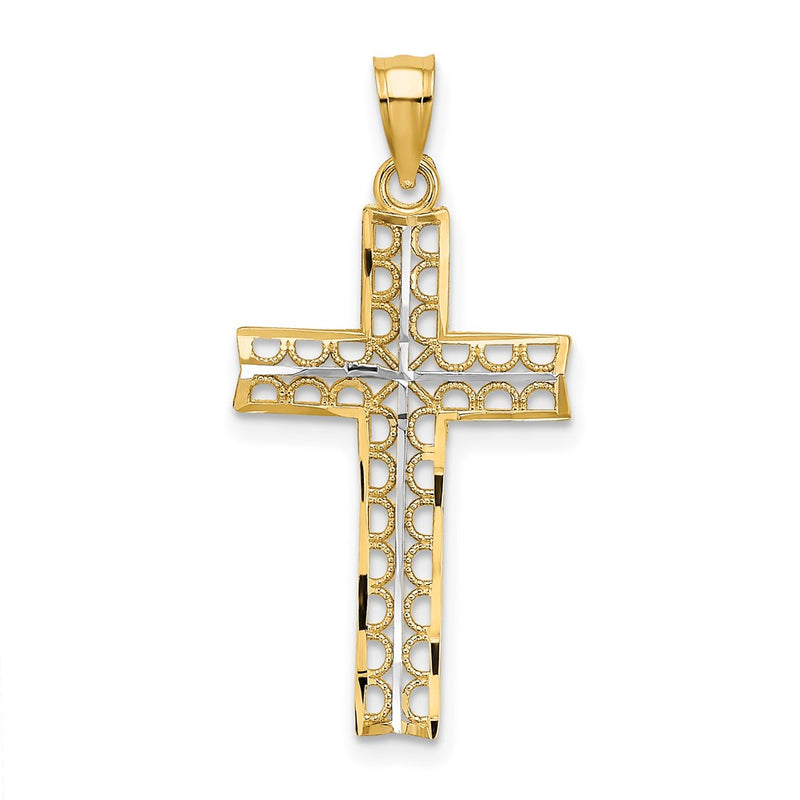 14K Yellow & Rhodium W/ Cross Charm