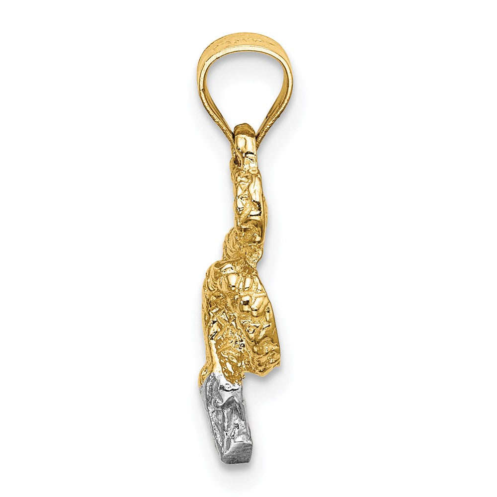 14K Yellow & Rhodium W/Rhodium Coiled Snake Charm