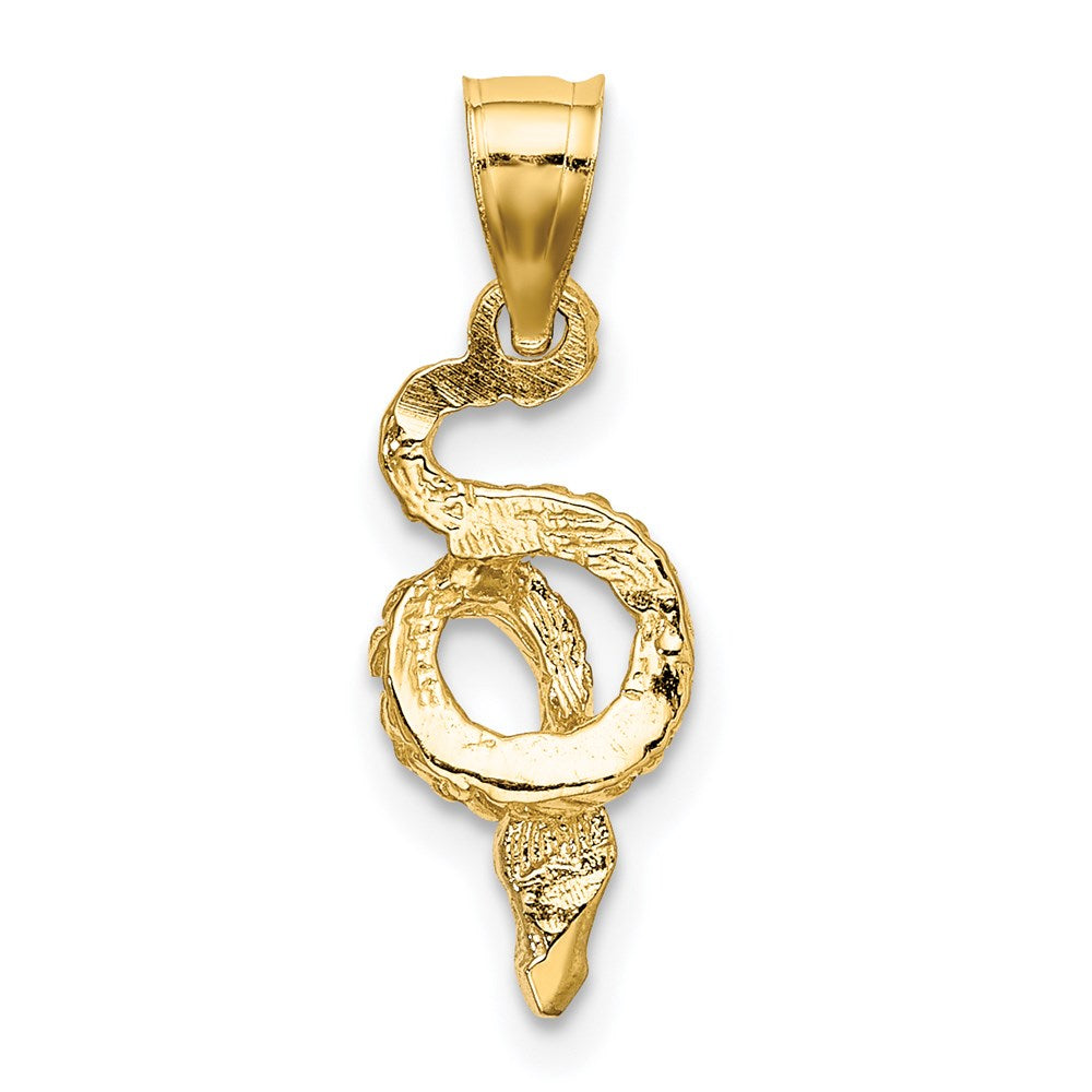 14K Yellow & Rhodium W/Rhodium Coiled Snake Charm