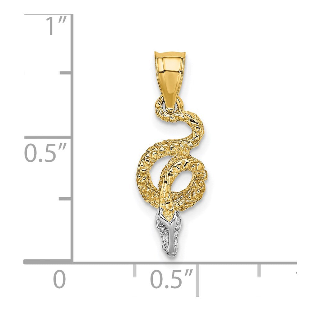 14K Yellow & Rhodium W/Rhodium Coiled Snake Charm