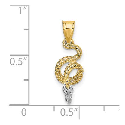 14K Yellow & Rhodium W/Rhodium Coiled Snake Charm