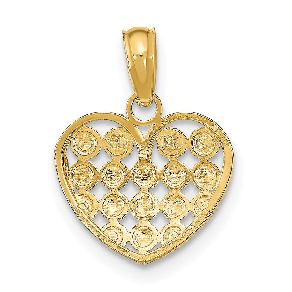 14K Yellow & Rhodium W/Rhodium Diamond-Cut Heart Charm