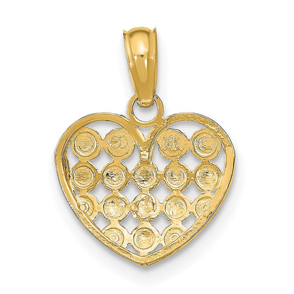 14K Yellow & Rhodium W/Rhodium Diamond-Cut Heart Charm