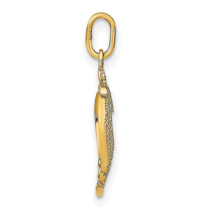 14K Yellow & Rhodium W/Rhodium Diamond-Cut Textured Heart Charm