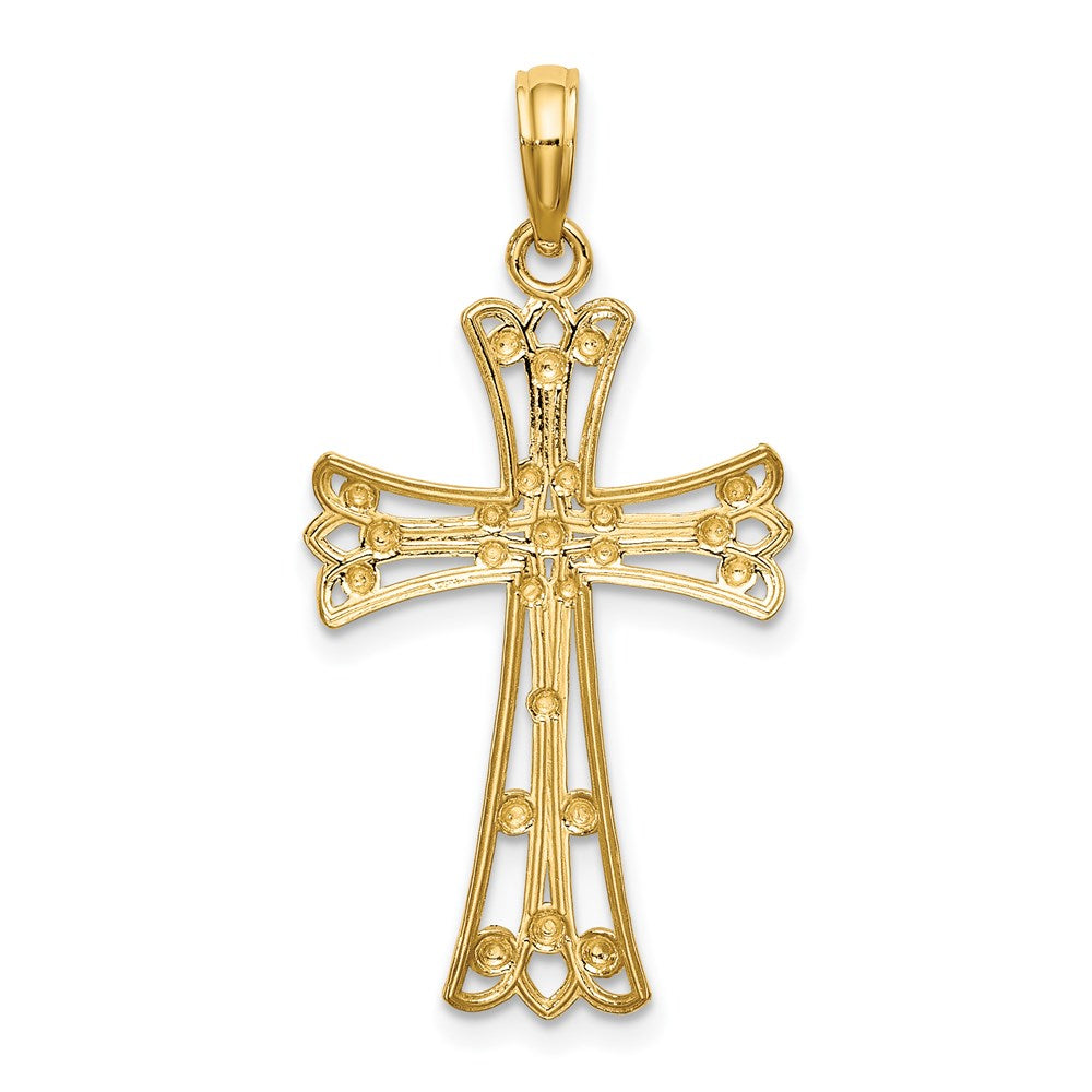 14K Yellow & Rhodium W/Rhodium D/C Cross Charm