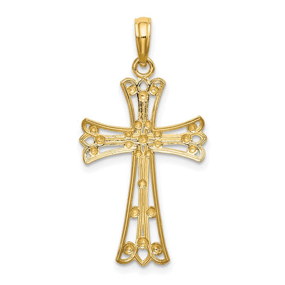 14K Yellow & Rhodium W/Rhodium D/C Cross Charm