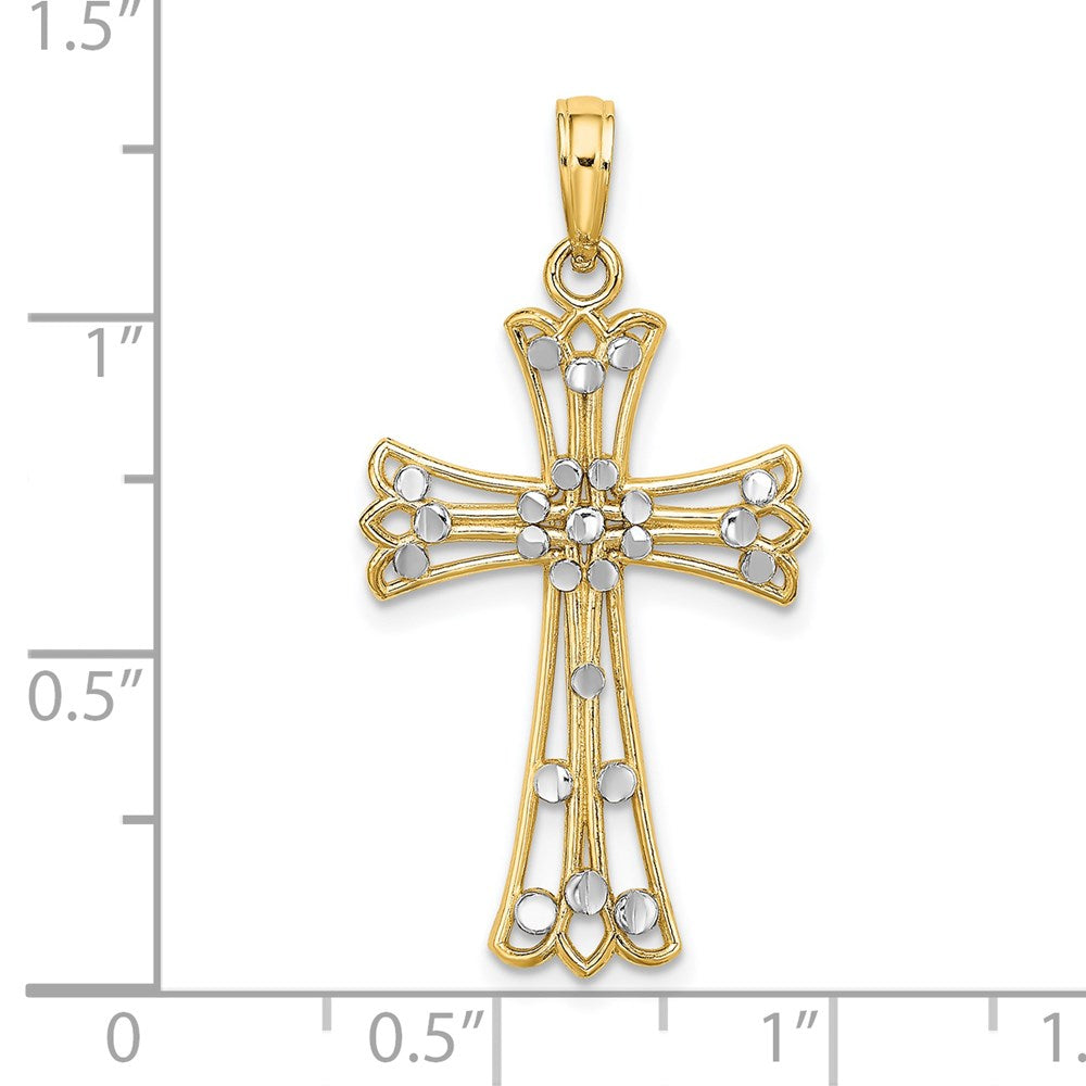 14K Yellow & Rhodium W/Rhodium D/C Cross Charm