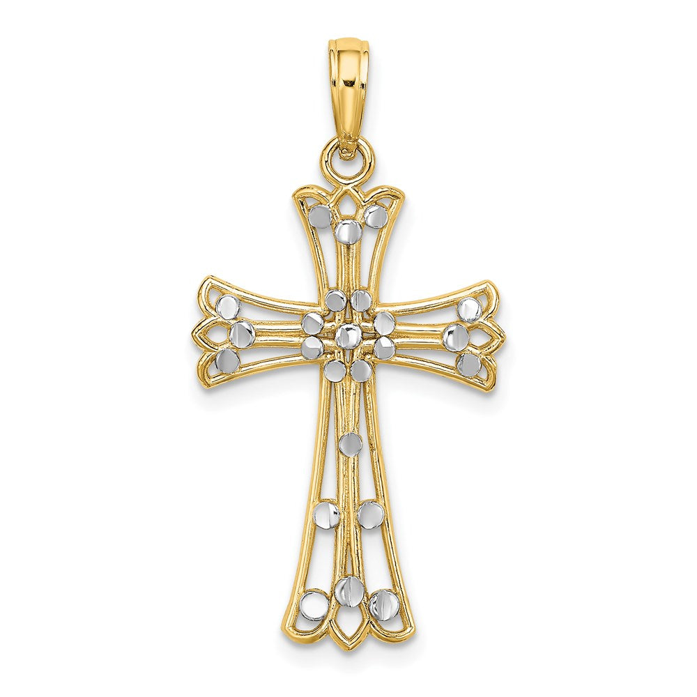 14K Yellow & Rhodium W/Rhodium D/C Cross Charm