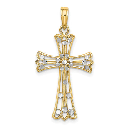 14K Yellow & Rhodium W/Rhodium D/C Cross Charm