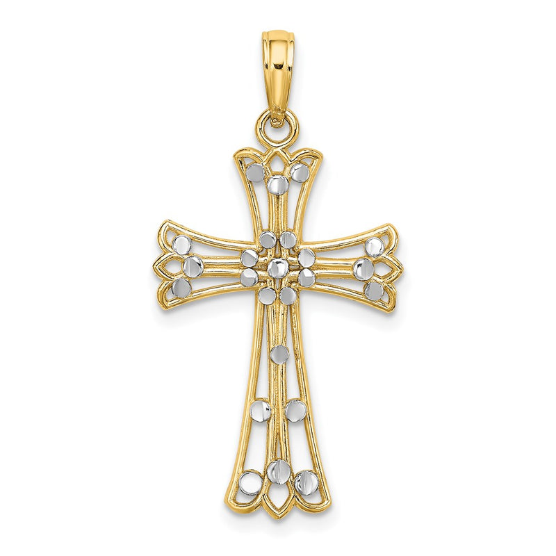 14K Yellow & Rhodium W/Rhodium D/C Cross Charm