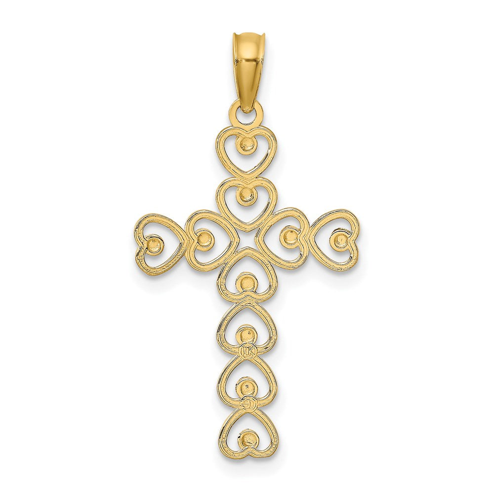14K Yellow & Rhodium W/ D/C Heart Cross Charm
