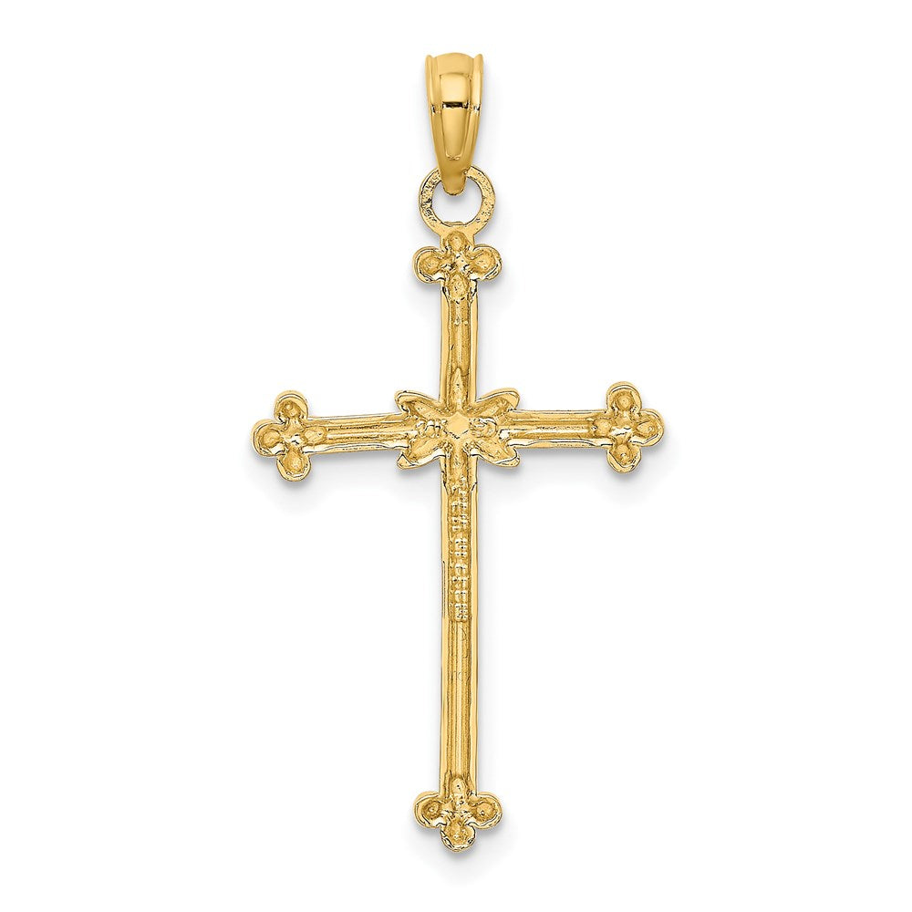 14K Yellow & Rhodium W/ Thin D/C Cross Charm