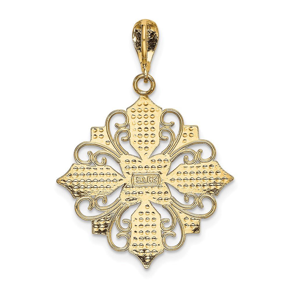 14K Yellow & Rhodium W/ Cut-Out Cross Medallion Charm
