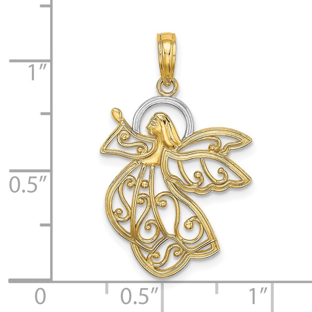 14K Yellow & Rhodium W/ Flying Angel Charm