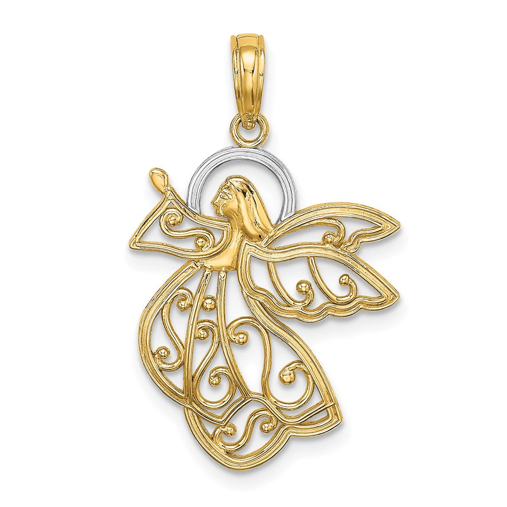 14K Yellow & Rhodium W/ Flying Angel Charm