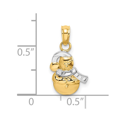 14K Yellow & Rhodium W/Rhodium Snowman Charm