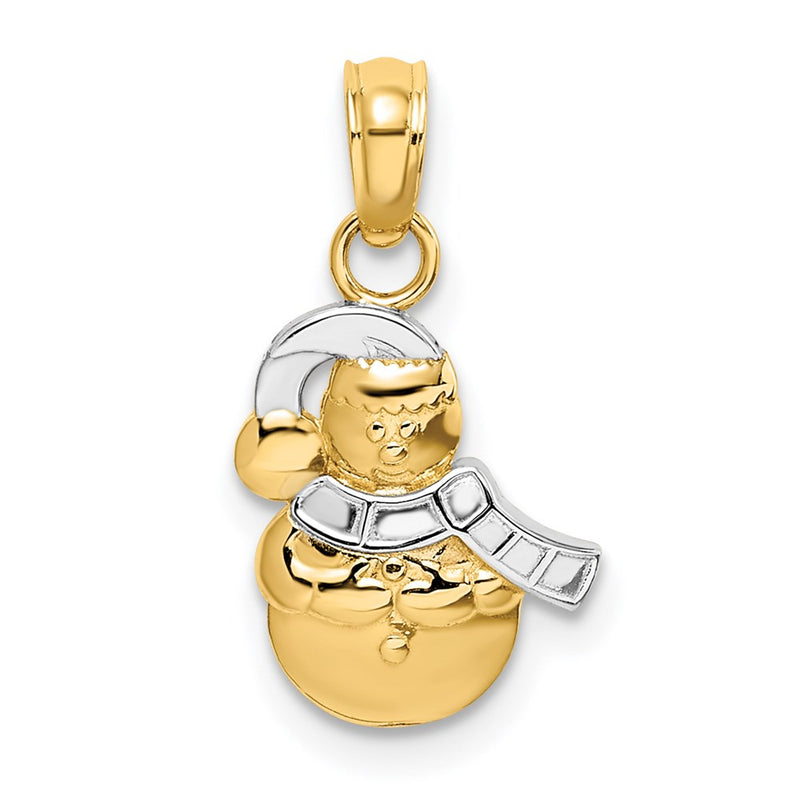 14K Yellow & Rhodium W/Rhodium Snowman Charm