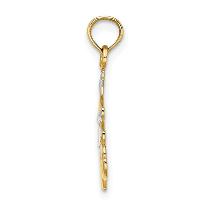 14K Yellow & Rhodium W/ Love Christmas Tree Charm