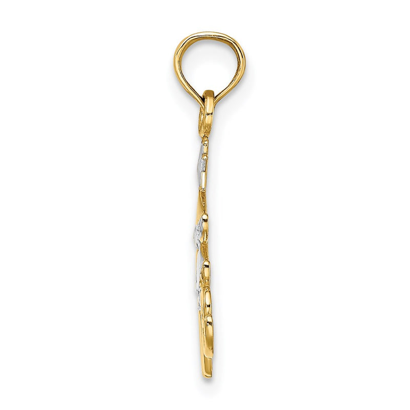 14K Yellow & Rhodium W/ Love Christmas Tree Charm