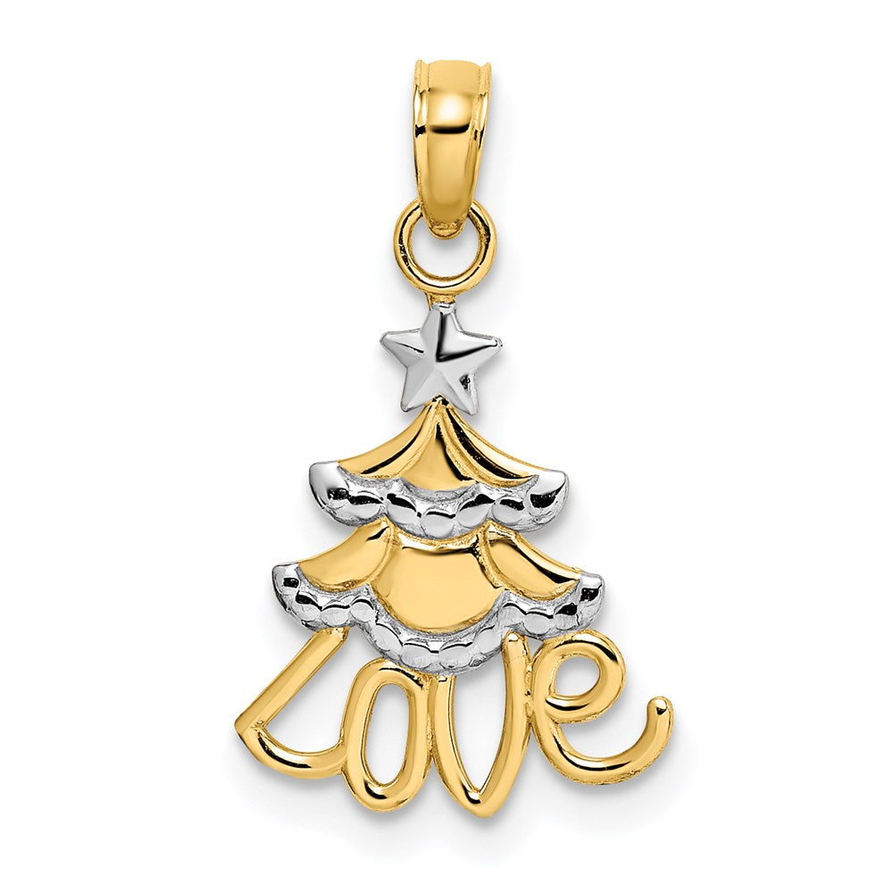 14K Yellow & Rhodium W/ Love Christmas Tree Charm
