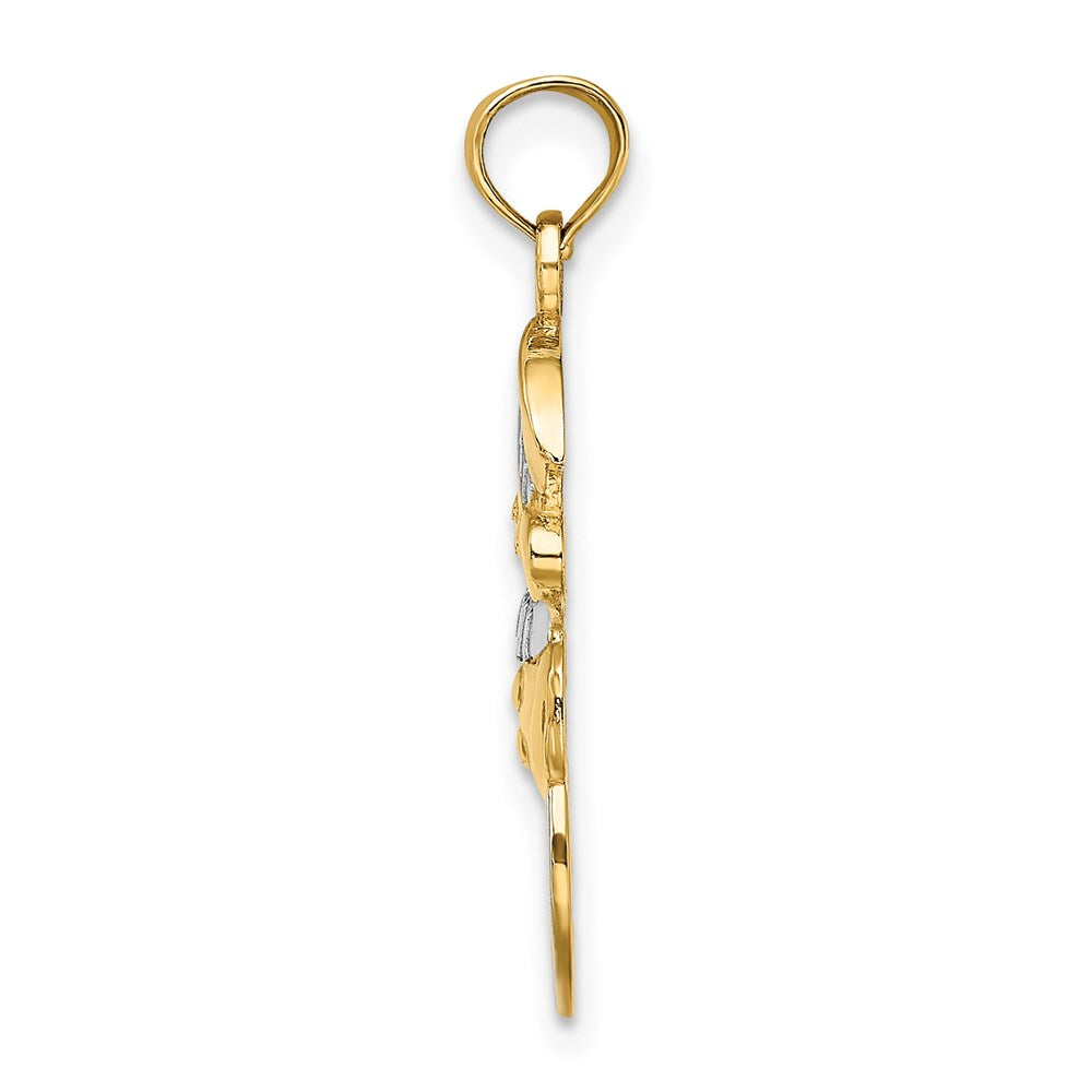 14K Yellow & Rhodium And Snowman W/Joy Pendant
