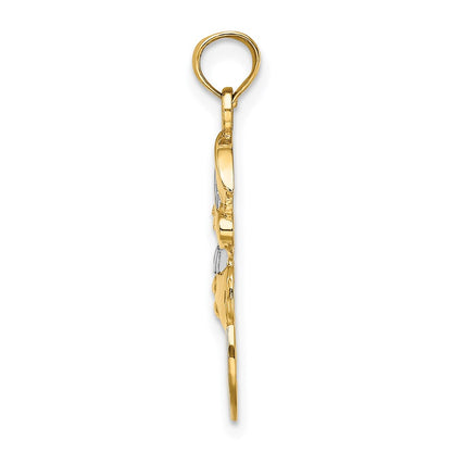 14K Yellow & Rhodium And Snowman W/Joy Pendant