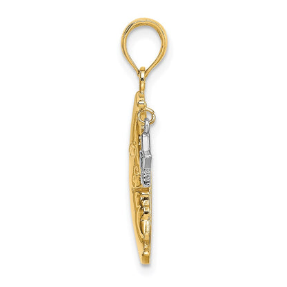 14K Two-Tone Half Moon W/Star Moveable Charm